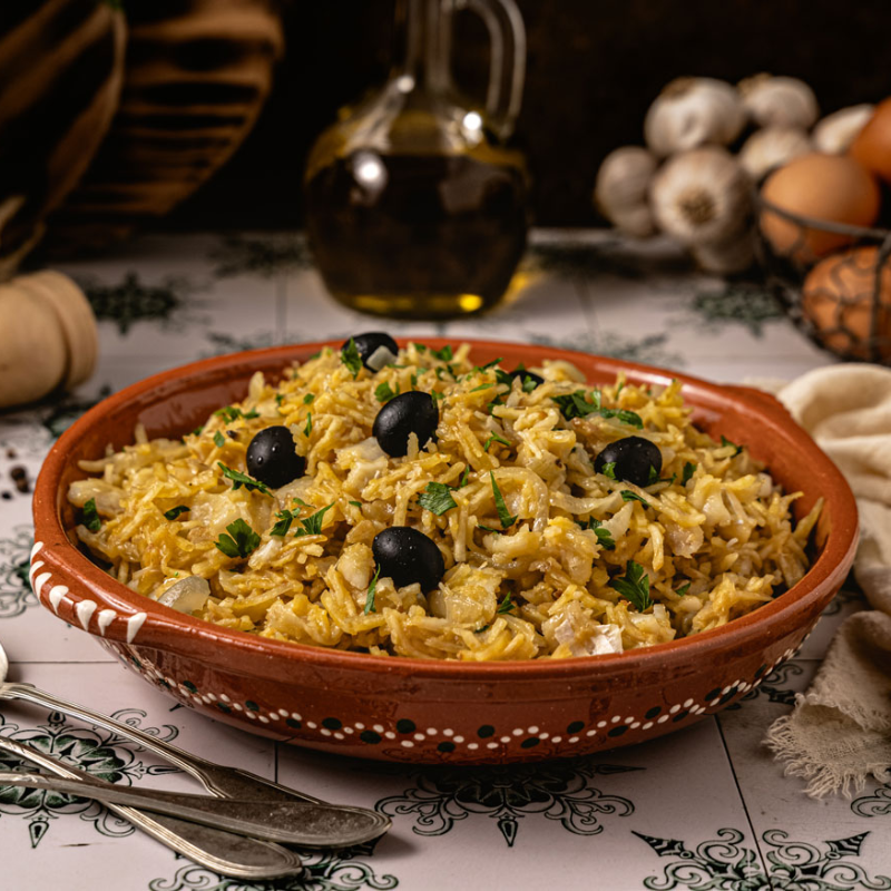 Batata Palha no Bacalhau a Brás - Delícias Batata Palha no Bacalhau a Brás