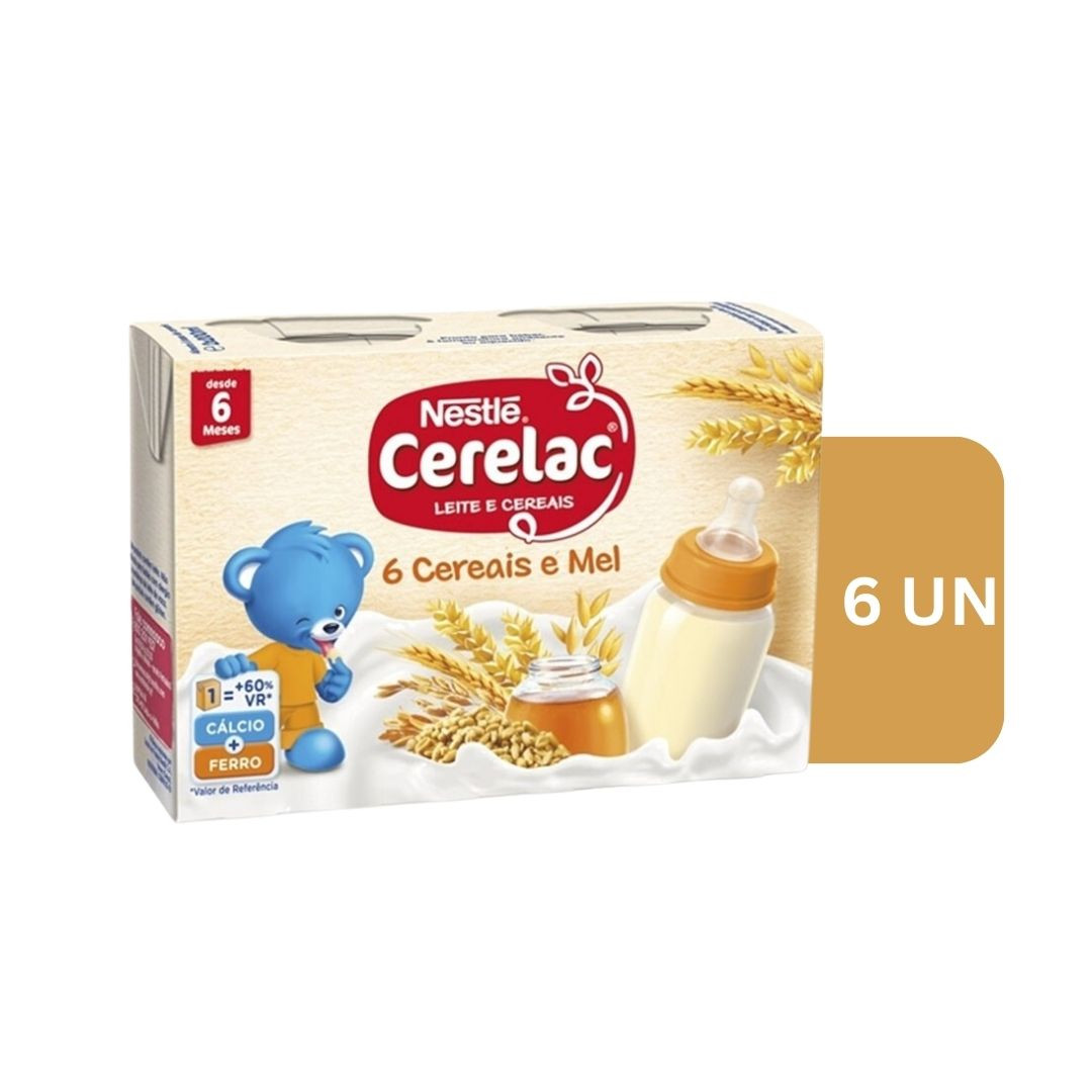 Papinha Infantil Nestlé Cerelac 6 Cereais e Mel 2x200mlx6 - Delícias Papinha Infantil Nestlé Cerelac 6 Cereais e Mel 2x200mlx6