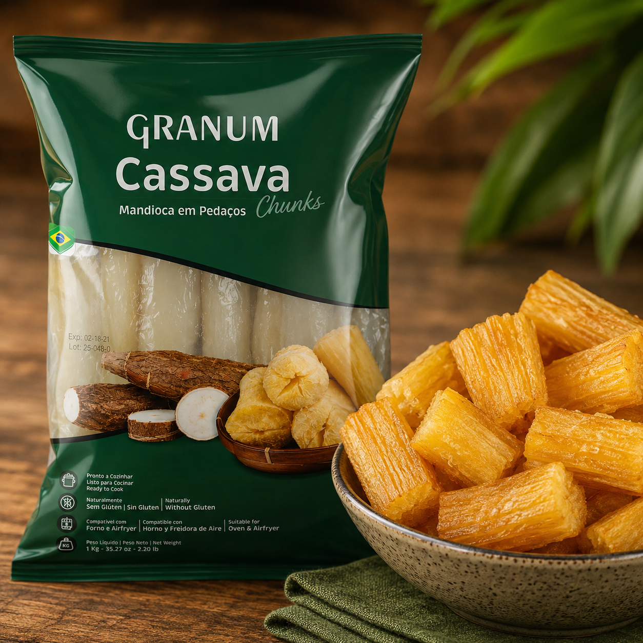 Granum Cassava Chuncks frita blank