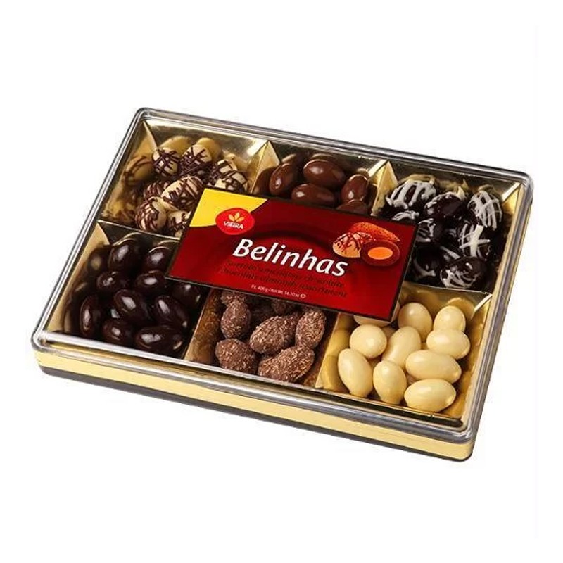 Amêndoas C/ Chocolate Sortidas Vieira Belinha 400g - Delícias Amêndoas C/ Chocolate Sortidas Vieira Belinha 400g