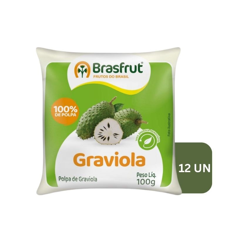 Polpa de Graviola Congelada Brasfrut 12x100g - Delícias Polpa de Graviola Congelada Brasfrut 12x100g