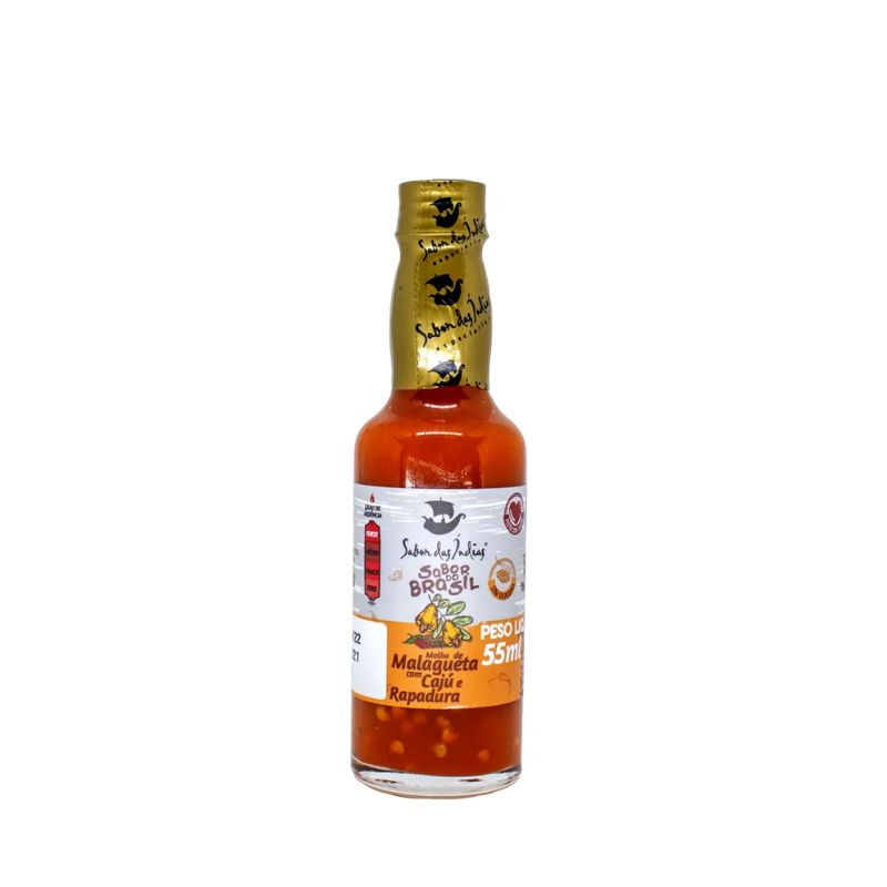 Sabor das Indias Malagueta Pepper Sauce with Cashew and Rapadura 55ml - Delícias Sabor das Indias Malagueta Pepper Sauce with Cashew and Rapadura 55ml