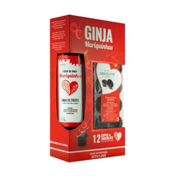 Cherry Liqueur Ginja Mariquinhas Kit 12 Chocolate Cups Licobidos 50cl