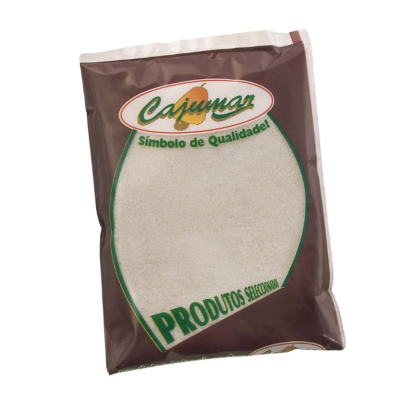 FLR-TAP2668 - Delícias Bag of white rice in a brown plastic pouch with a green and white label reading 'Casumaz' and 'Produtos Selecionados' (Selected Products).