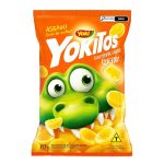 Yokitos cheese-flavored corn snack bag featuring a green crocodile mascot on an orange package.