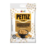GRO-SNK5154 - Delícias PettiZ Amendoim Crocante snack bag with a bowl of roasted peanuts and beige polka dots on white packaging