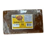 Brown rectangular rapadura block wrapped in clear plastic with a yellow label reading Sitio Peixotos and 650 g.