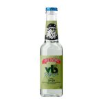 Bottle of Velho Barreiro lime-flavored ready-to-drink alcohol beverage with green label and blue cap